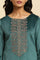 Teal Green Velvet Embroidered Festive Winter Kurta