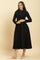 Black Knitted Circular Flared Winter Dress