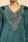 Teal Green Embroidered Velvet Winter Kurta