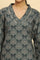 Green Printed Winter Kurta With Embroidery