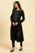 Black Paisley Embroidered Winter Flared Kurta And Tights Set