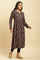 Black Paisley Printed Winter Kurta And Tights Set