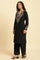 Black Embroidered Velvet Winter Kurta, Pants And Shawl Set