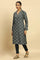 Green Printed Winter Kurta And Tights Set