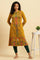 Yellow Geometric Printed Winter Kurta And Tights Set