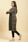 Green Jacquard Placement Winter Kurta And Tights Set