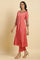 Pink Embroidered Anarkali Kurta, Pants & Printed Dupatta Set