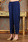 Navy Blue Embellished Ankle-Length Straight Pants
