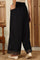 Black Solid Rayon Parallel Pants With Embellished Organza Hemline