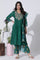 Emerald Green Panelled Embroidered Kurta, Pants And Printed Chanderi Dupatta