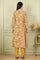 Mustard Yellow Floral Printed Breezy Rayon A-Line Kurta And Pants Set