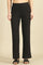 Black Solid Rayon Parallel Pants