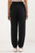 Black Solid Loose Fit Pants With Pleated Detail