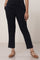 Black Solid Straight Fit Cotton Pants With Button And Zip Closure