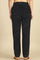 Navy Blue Solid Straight-fit Cotton Pants with YKK Zipper