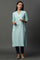Blue Striped Yarn-Dyed Straight Kurta