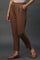 Brown Rayon Flax Trouser Pants