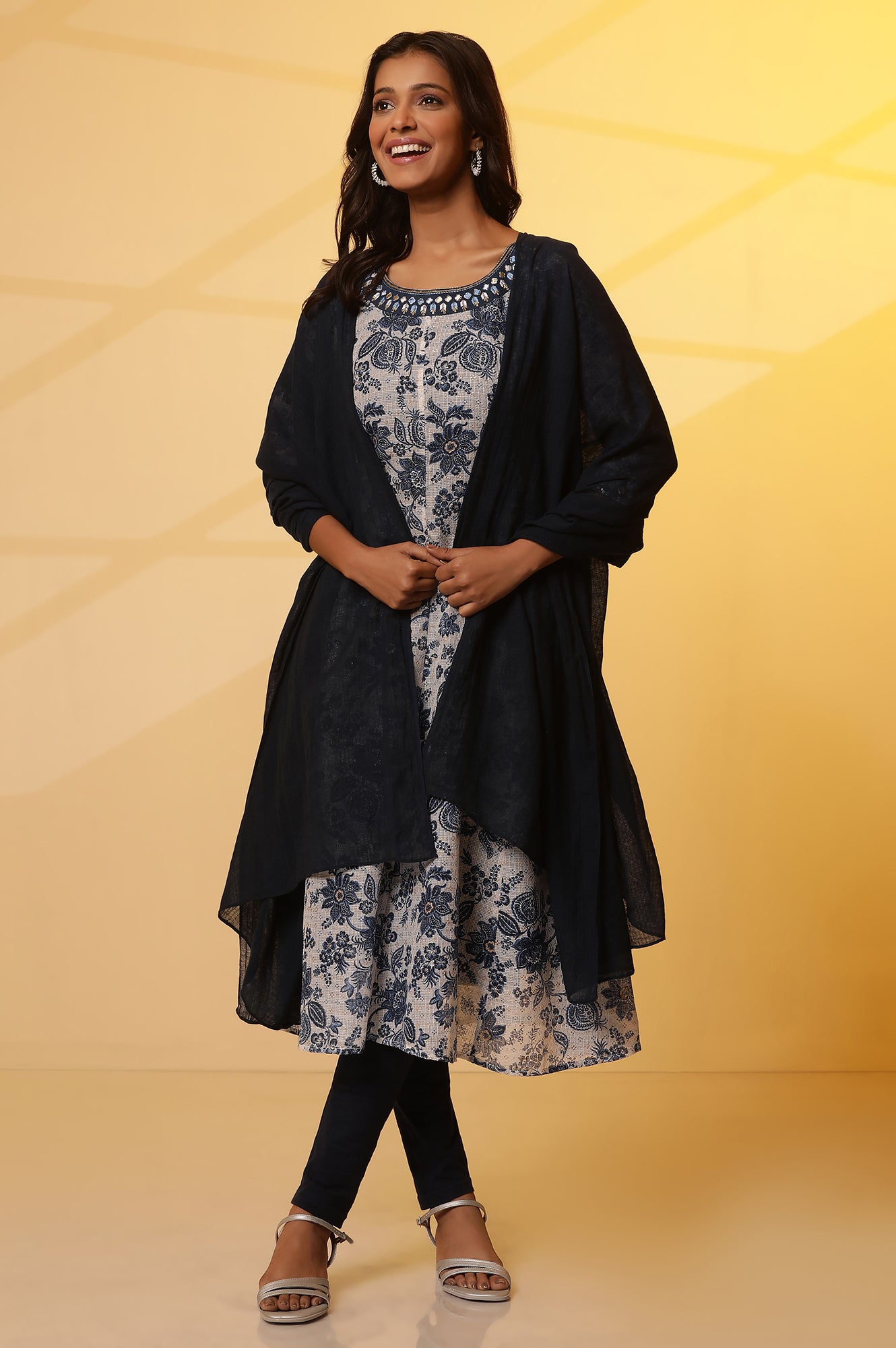 Blue Cotton South Stripe Dupatta