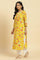 Yellow Straight Kurta With Multi-Coloured Floral Print