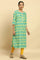 Green Geometric Printed Cotton Kurta