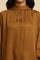 Brown Gathered High Neck Top