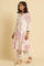 White Flared Floral Printed Kurta And Pants Set