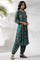 Teal Green A-Line Printed Kurta And Gathered Pants