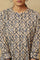 Ivory Jaal Block Printed Kurta In Cotton Slub