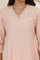 Pink V-Neck Jacquard Embroidered Kurta