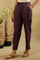 Plum Purple Solid Straight Pants With Front Tie-Up