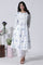 White Printed A-Line Cotton Kurta And Pants Set