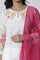 White & Pink Ombre Floral Printed Cotton Kurta, Straight Pants And Kota Dupatta