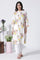 White Floral Printed Cotton Kurta And Straight Pants Set