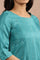 Teal Embellished Kurta And Golden Pants Set