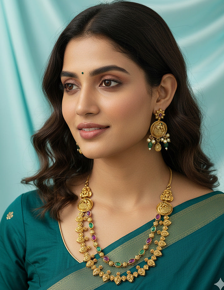 Designer Elegant Matt Kempu Necklace Set