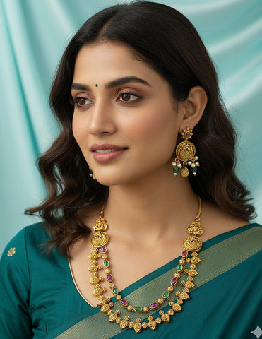 Designer Elegant Matt Kempu Necklace Set