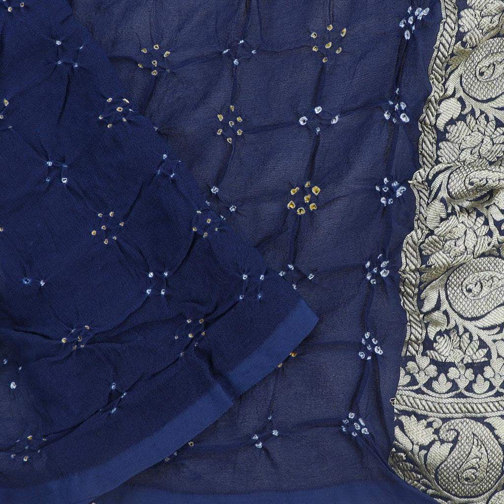 Buy Exclusive Hand Made Bandani Saree In Navy Blue at Rs. 2599 online from  Fashion Bazar BANDHANI SAREE : FFSVEHMBSNB