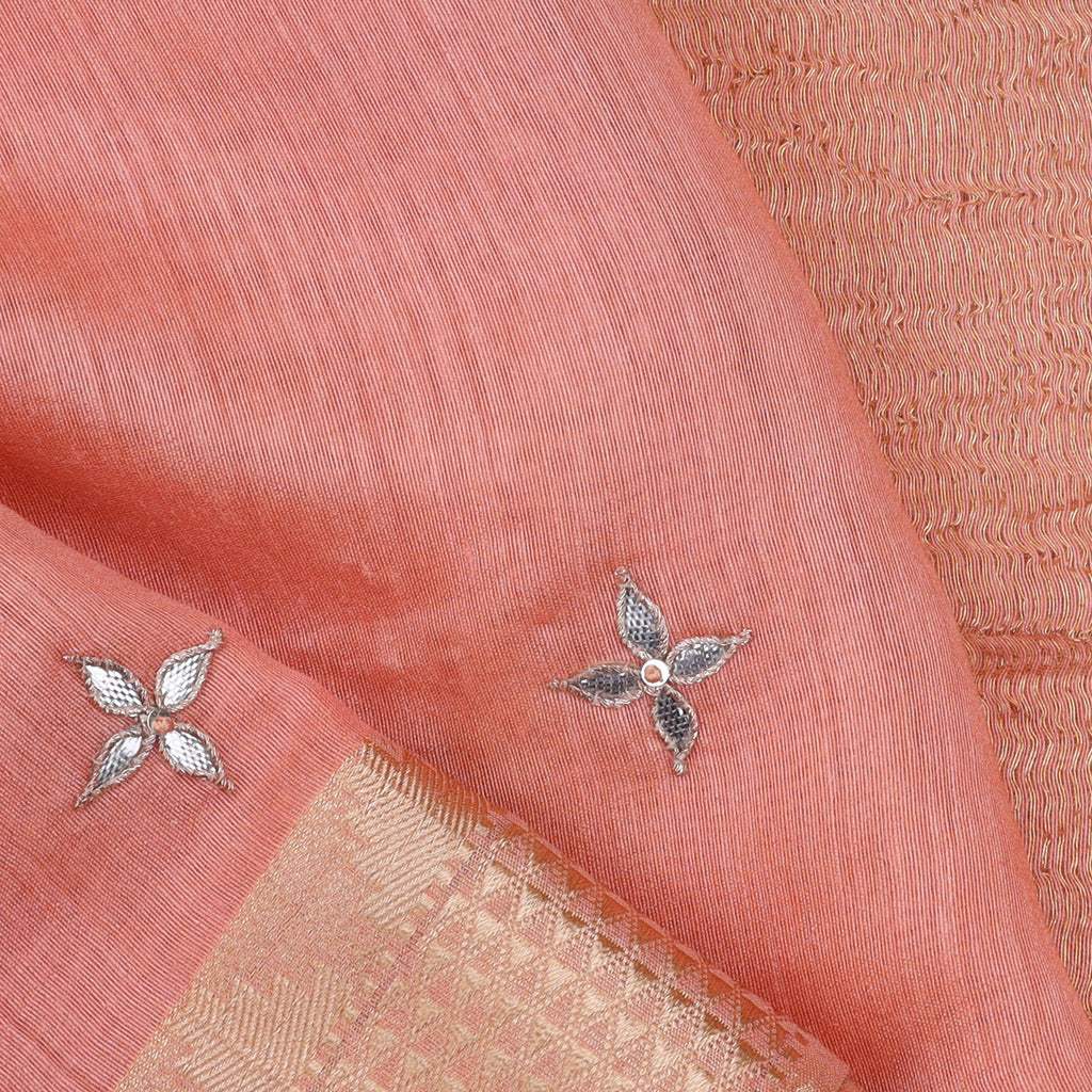 Lata Peach floral design saree from Chintz Collection, Designed by Nalli