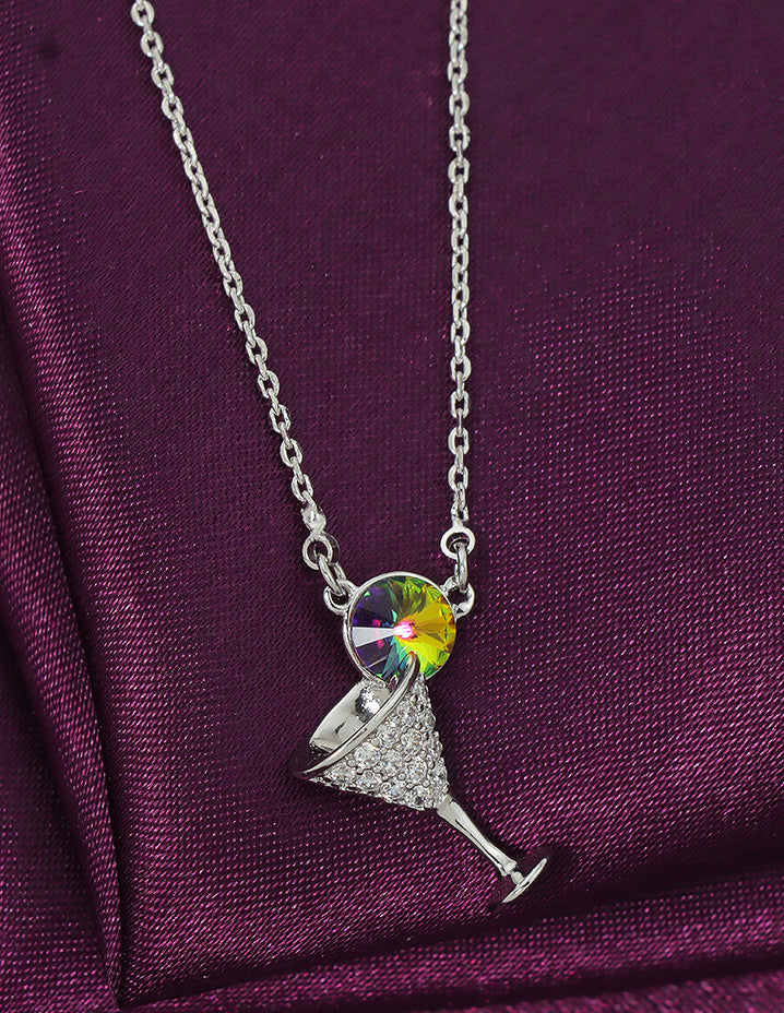 Swarovski Crystal Multi colour Martini Spark Chain Pendant