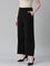 Women Solid Black High Rise Crepe Wide Pant