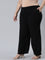 Women Solid Black Crepe Wide Pants