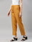 Women Solid Light Mustard Viscose Mid Rise Casual Pants