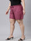 Women Solid Plum High Rise Linen Shorts