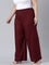 Women Maroon Solid Linen Palazzos