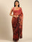 Gold & Maroon Floral Printed Jimmy Tissue Saree With Swarovski Embroidery