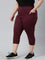 Women Solid Maroon High Rise Training Capri