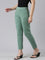 Women Solid Leaf Green Cotton Mid Rise Kurti Pants