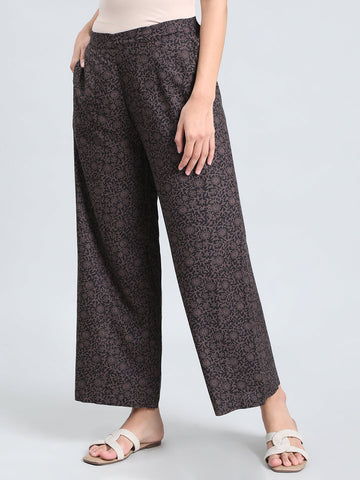 Black Woven Viscose Printed Palazzo