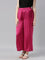 Women Solid Dark Rose Mid Rise Shiny Palazzos