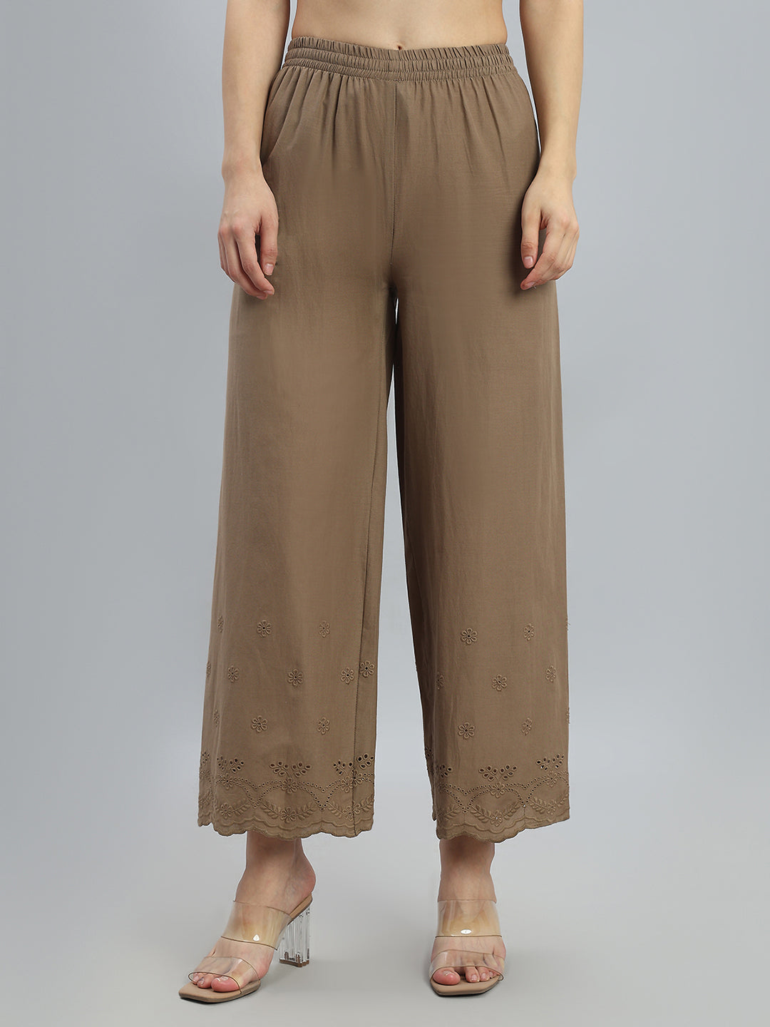 Light Brown 100% Cotton Hakoba Wide Pant